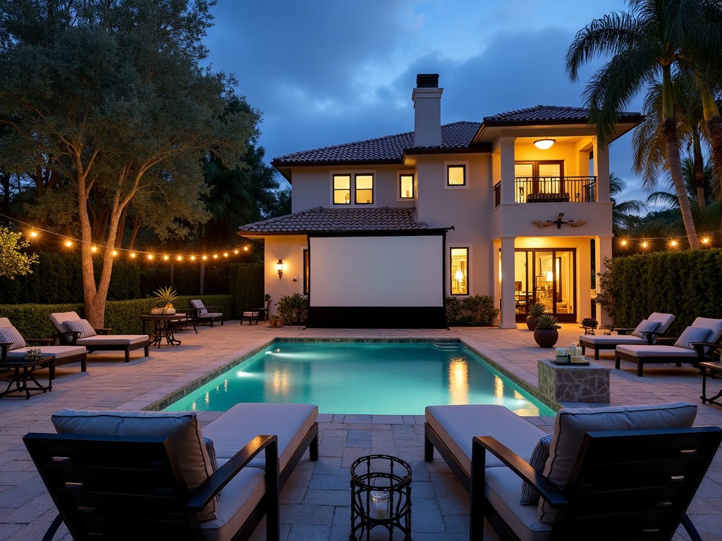 Poolside cinema in South Tampa