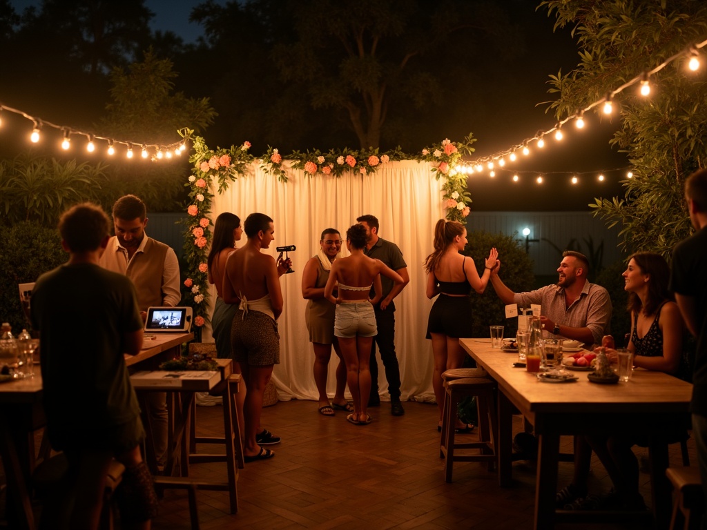 Photo booth setup at outdoor party