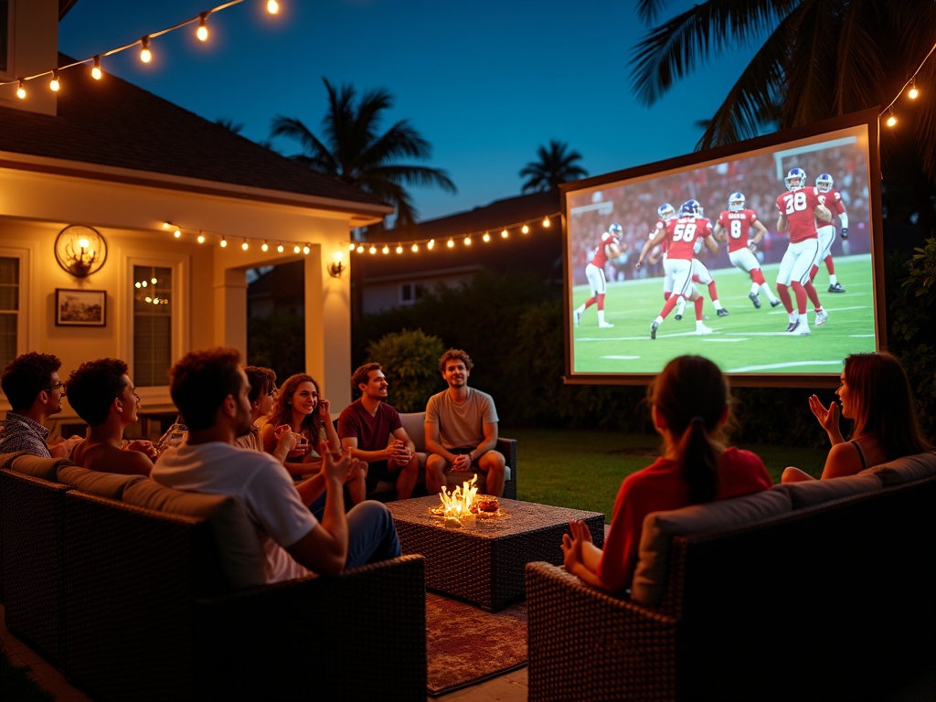 Sports watch party on the big screen
